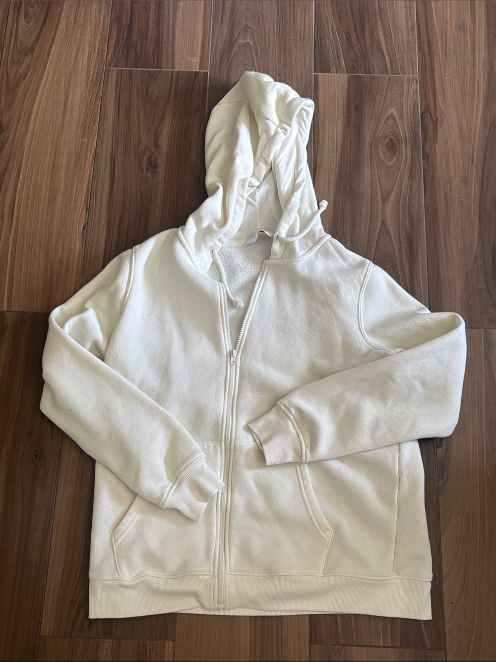 Primark Cream Zip Hoodie with Hood and Drawstring
